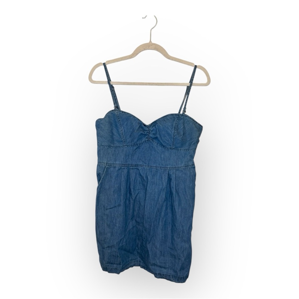 Vintage Y2K Denim Bustier Mini Dress Corset Style Festival Western Boho Large